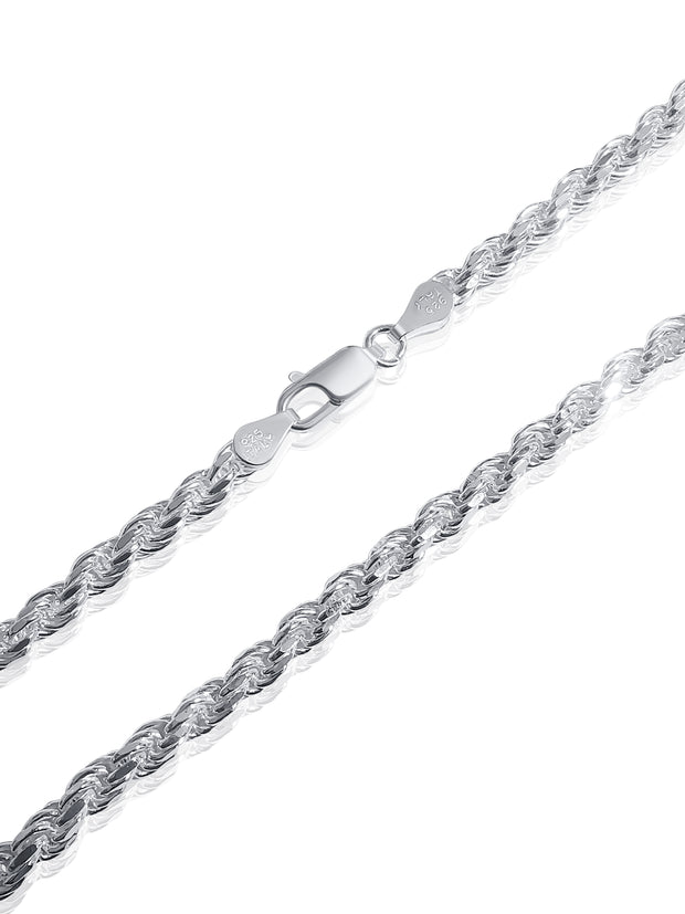 925 Sterling Silver 4.5mm Rope Chain - 20"