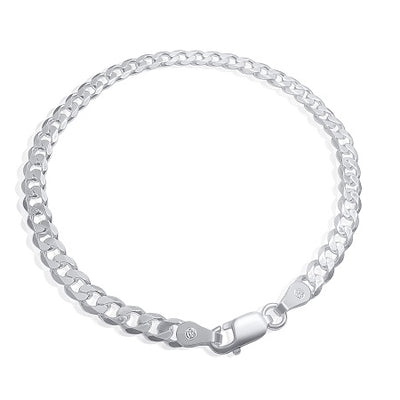 925 Sterling Silver 4.5mm Curb Chain Bracelet - 7"
