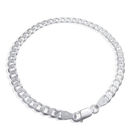 925 Sterling Silver 4.5mm Curb Chain Bracelet - 7"