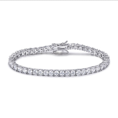 Solid Sterling Silver CZ Tennis Bracelet