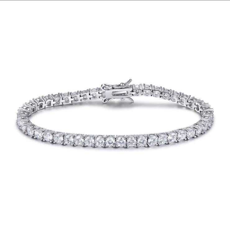 Solid Sterling Silver CZ Tennis Bracelet