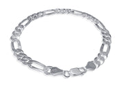 925 Sterling Silver 6mm Figaro Chain Bracelet - 8"