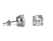 Set of Round Brilliant Cut Sterling Silver CZ Stud Unisex Earrings ~ 4mm 6mm & 8mm