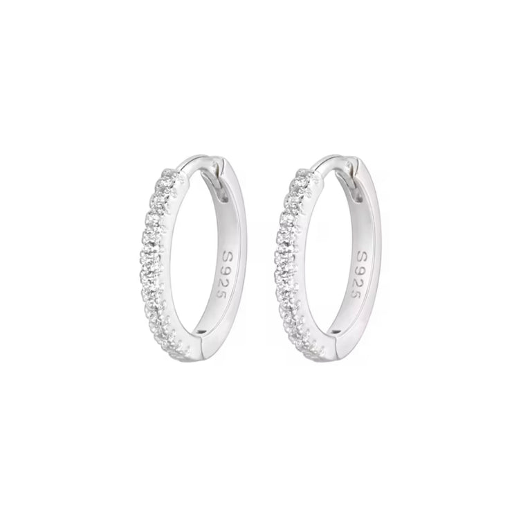 925 Sterling Silver CZ Huggie Hoop Earrings
