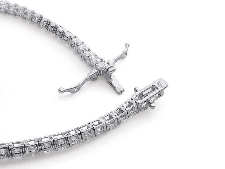 Solid Sterling Silver CZ Tennis Bracelet
