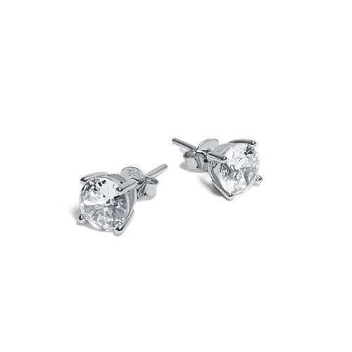 Round Brilliant Cut Sterling Silver CZ Stud Unisex Earrings ~ 6mm ~