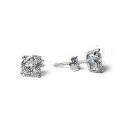 Round Brilliant Cut Sterling Silver CZ Stud Unisex Earrings ~ 6mm ~