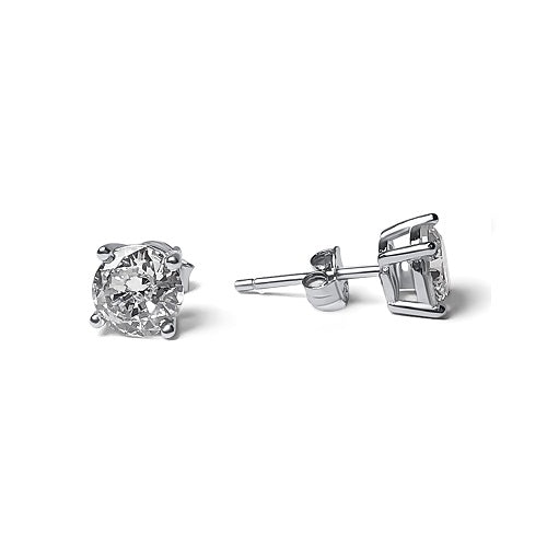 Round Brilliant Cut Sterling Silver CZ Stud Unisex Earrings ~ 6mm ~