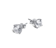 Set of Round Brilliant Cut Sterling Silver CZ Stud Unisex Earrings ~ 4mm 6mm & 8mm