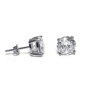 Round Brilliant Cut Sterling Silver CZ Stud Unisex Earrings ~ 7mm ~
