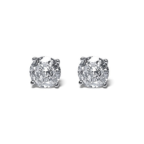 Round Brilliant Cut Sterling Silver CZ Stud Unisex Earrings ~ 7mm ~