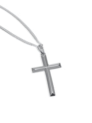 Men's Solid Sterling Silver Cross Necklace