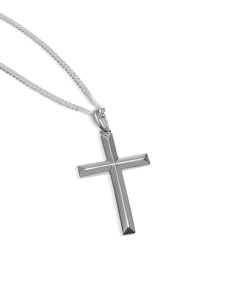 Men's Solid Sterling Silver Cross Necklace