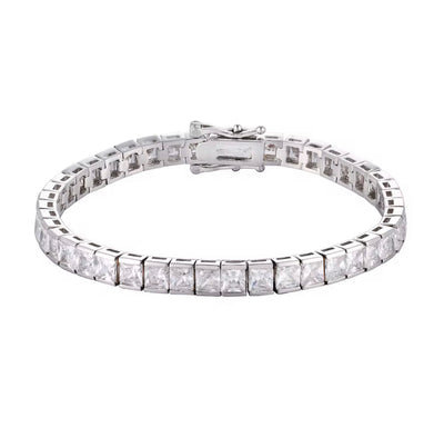 Solid Sterling Silver Channel Set CZ Tennis Bracelet - 7 Inch