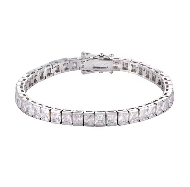 Solid Sterling Silver Channel Set CZ Tennis Bracelet - 7 Inch