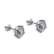 Round Brilliant Cut Sterling Silver CZ Stud Unisex Earrings ~ 8mm ~