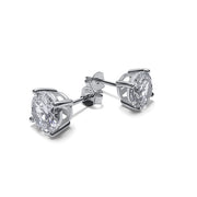 Round Brilliant Cut Sterling Silver CZ Stud Unisex Earrings ~ 8mm ~