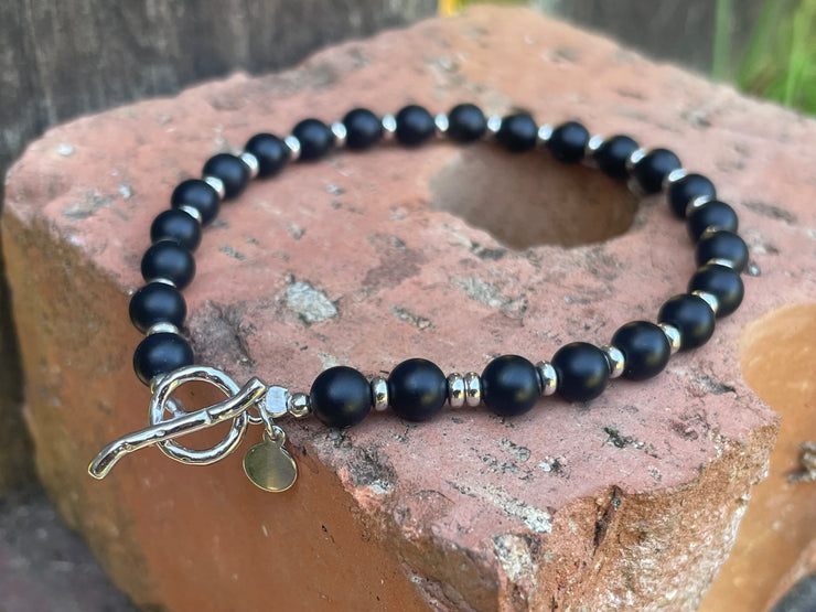 Men's Black Onyx & Sterling Silver Bracelet