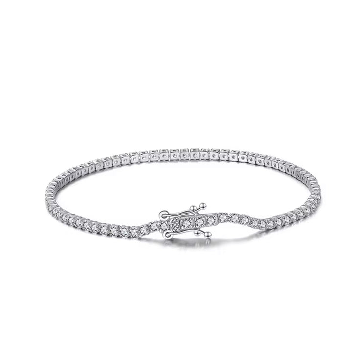 Solid Sterling Silver CZ Micro Tennis Bracelet
