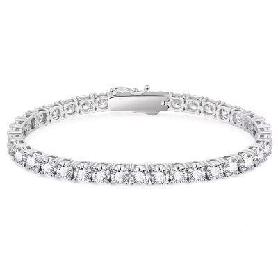 Solid Sterling Silver Basket Set CZ Tennis Bracelet