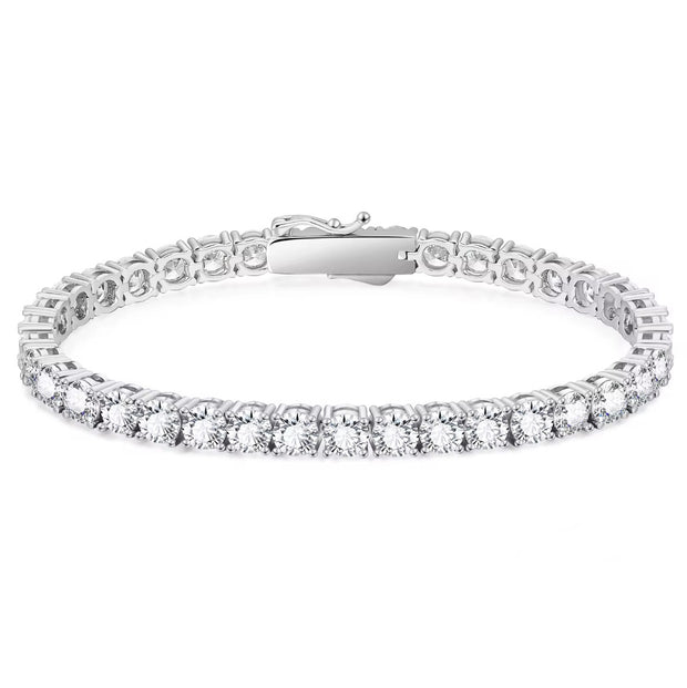 Solid Sterling Silver Basket Set CZ Tennis Bracelet