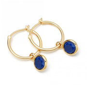 Gold Lapis Lazuli Drop Hoop Cross Earrings