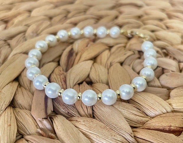 Women's White Pearl & Sterling Silver Bracelet