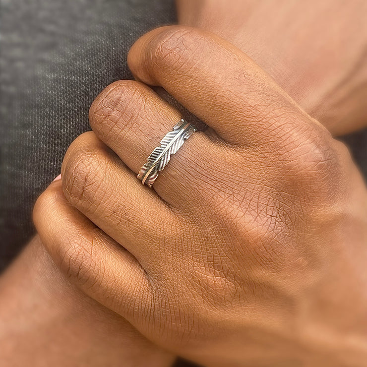 925 Sterling Silver Feather Ring