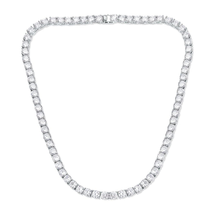 Solid Sterling Silver CZ Tennis Necklace