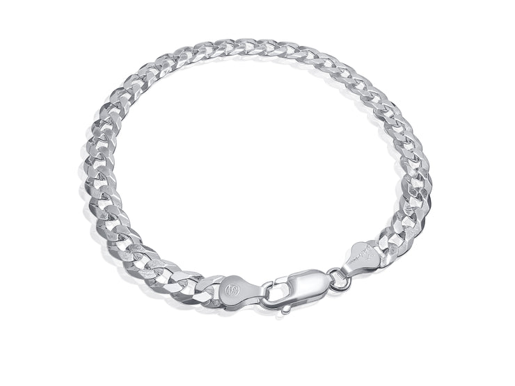 925 Sterling Silver 6mm Curb Chain Bracelet - 8"