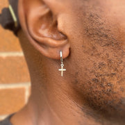 925 Sterling Silver Hoop Cross Earrings