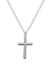 Men's Solid Sterling Silver Cross Necklace