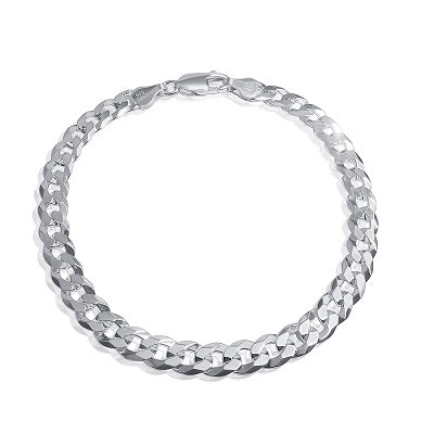 925 Sterling Silver 6mm Curb Chain Bracelet - 8"