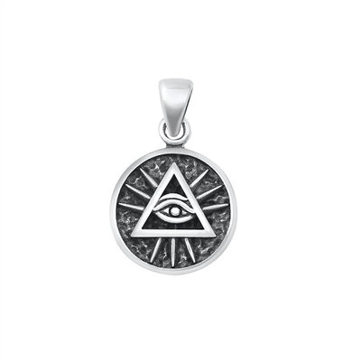 Oxidised Sterling Silver Eye of Providence Pendant | Necklace