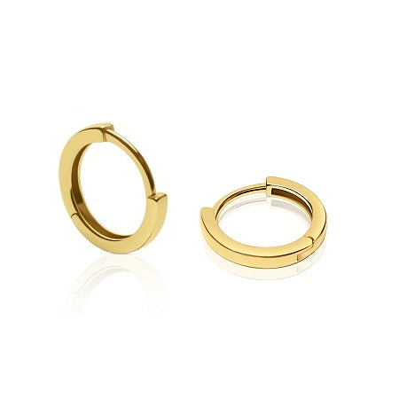 925 Sterling Silver Plain Huggie Hoop Earrings - Gold