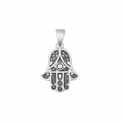 925 Sterling Silver oxidised Hamsa Hand Pendant | Necklace