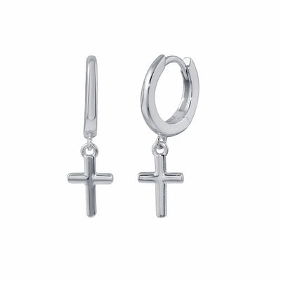Men’s 925 Silver Hoop Cross Earrings