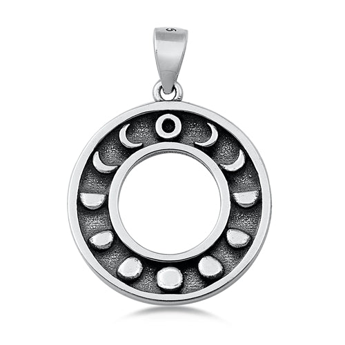 Sterling Silver Moon Phases Pendant | Necklace