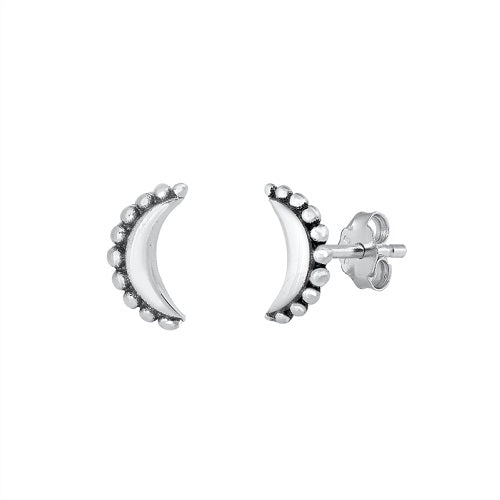 Sterling Silver Moon Crescent Stud Earrings