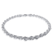 925 Sterling Silver 4.5mm Rope Chain Bracelet - 8"
