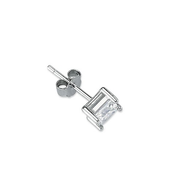 Single Square Cut Sterling Silver CZ Stud Unisex Earring ~ 6mm ~