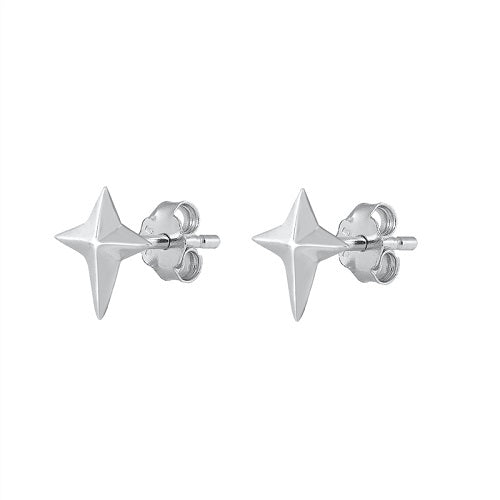 Sterling Silver North Star Stud Earrings