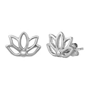 Women's Sterling Silver Lotus Flower Stud Earrings