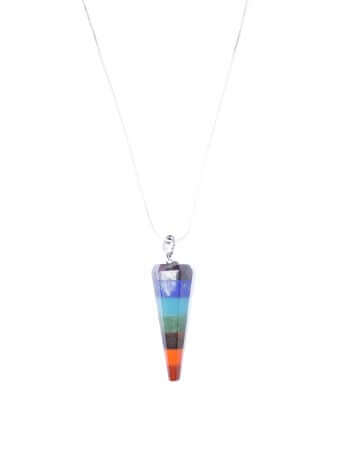 Rainbow Chakra point necklace multi colour pendant with sterling silver chain