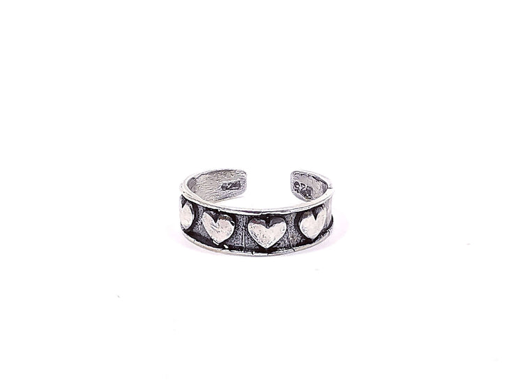 Sterling Silver Row of Hearts Toe Ring - G.D.Morgan Jewellery Collection