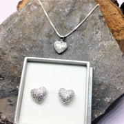 Silver Heart Earring & Necklace Set - G.D.Morgan Jewellery Collection