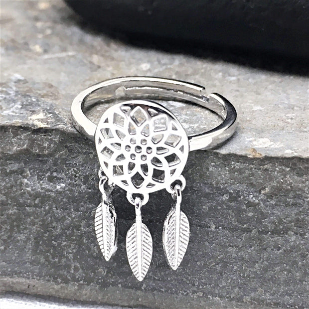 Sterling silver dream catcher ring