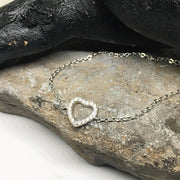 Women's CZ Heart Sterling Silver Bracelet pic 5 delicate