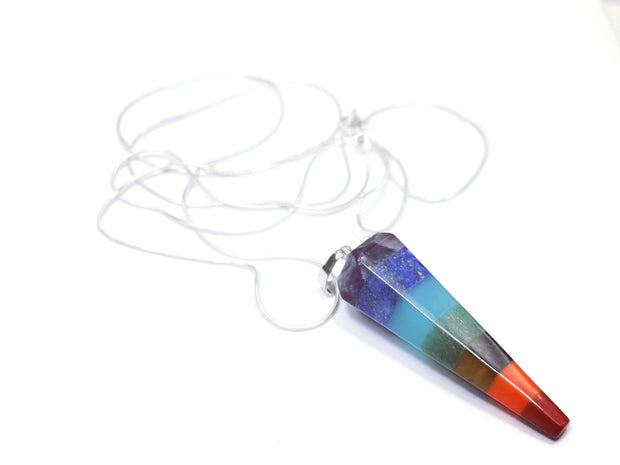 Rainbow Chakra point necklace multi colour pendant