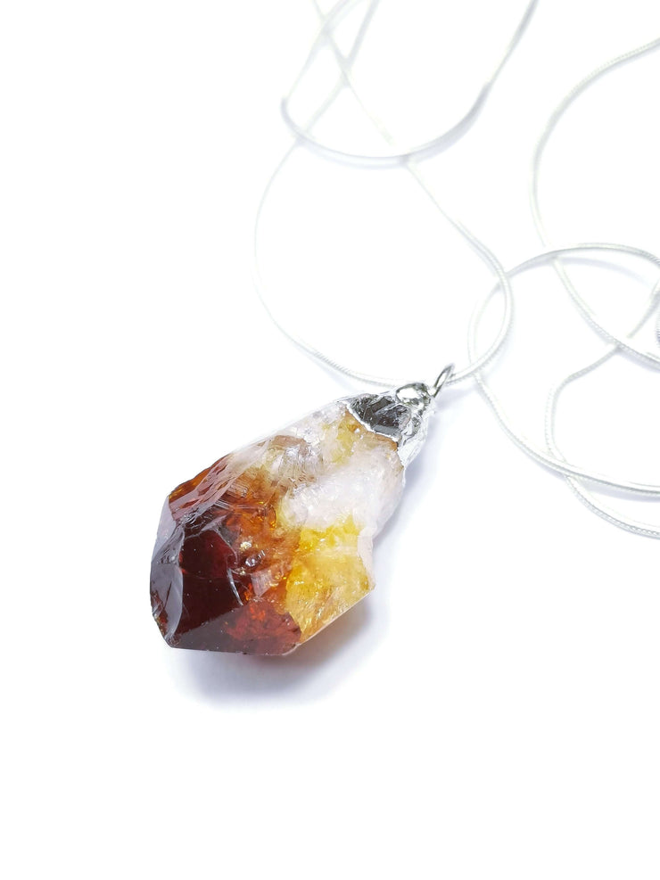 Natural Citrine Rough Pendant with sterling Silver chain